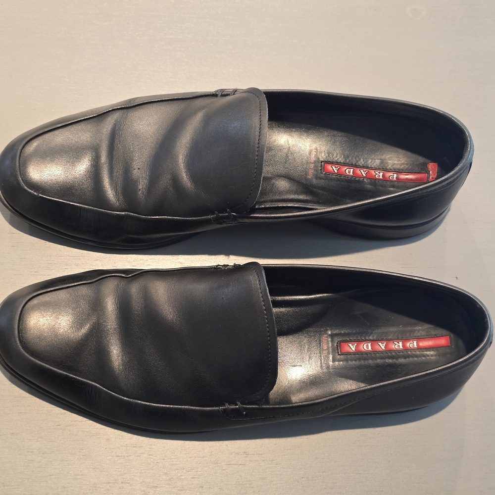 Prada Black Leather Loafers Sleek Minimalist Design